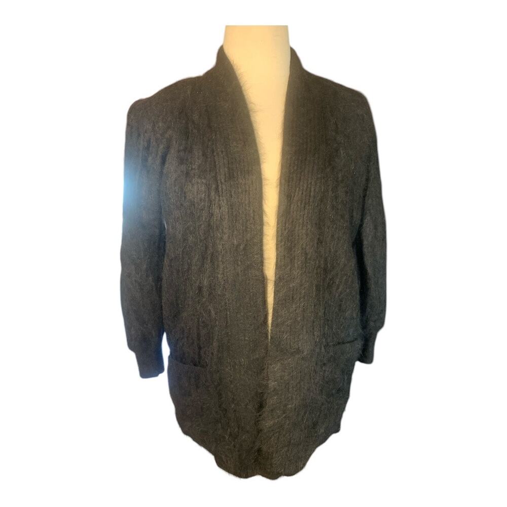 Imago Women's Fuzzy Cardigan Rabbit & Lama Sweater L